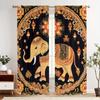 2 stuks Thaise Olifant Print Gordijnen - Levendig Bloemen- en Geometrisch Ontwerp, Verduisterend Stof, Stangzak Ophanging, Machinewasbaar