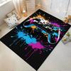 Gaming Controller Carpet with Colorful Splash Design on Black Background Suitable for use as an anti-slip for living room bedroom sofas