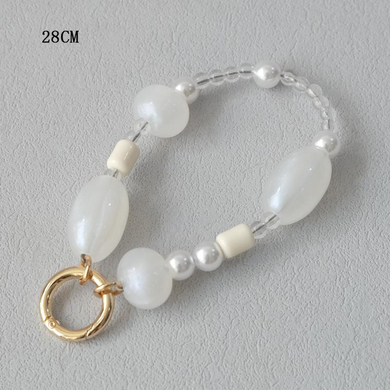 New Phone Accessory Wooden Chain Candy Beaded Luxury Phone Case Chains Acrylic Handle Lanyard Cell Mobile Patch Charm Strap