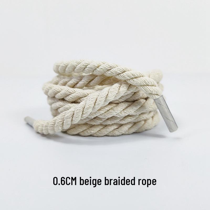Unisex AF1 Air Force 1 & AJ1 Shoelaces: Beige, Black & White Three-Strand Twisted Rope