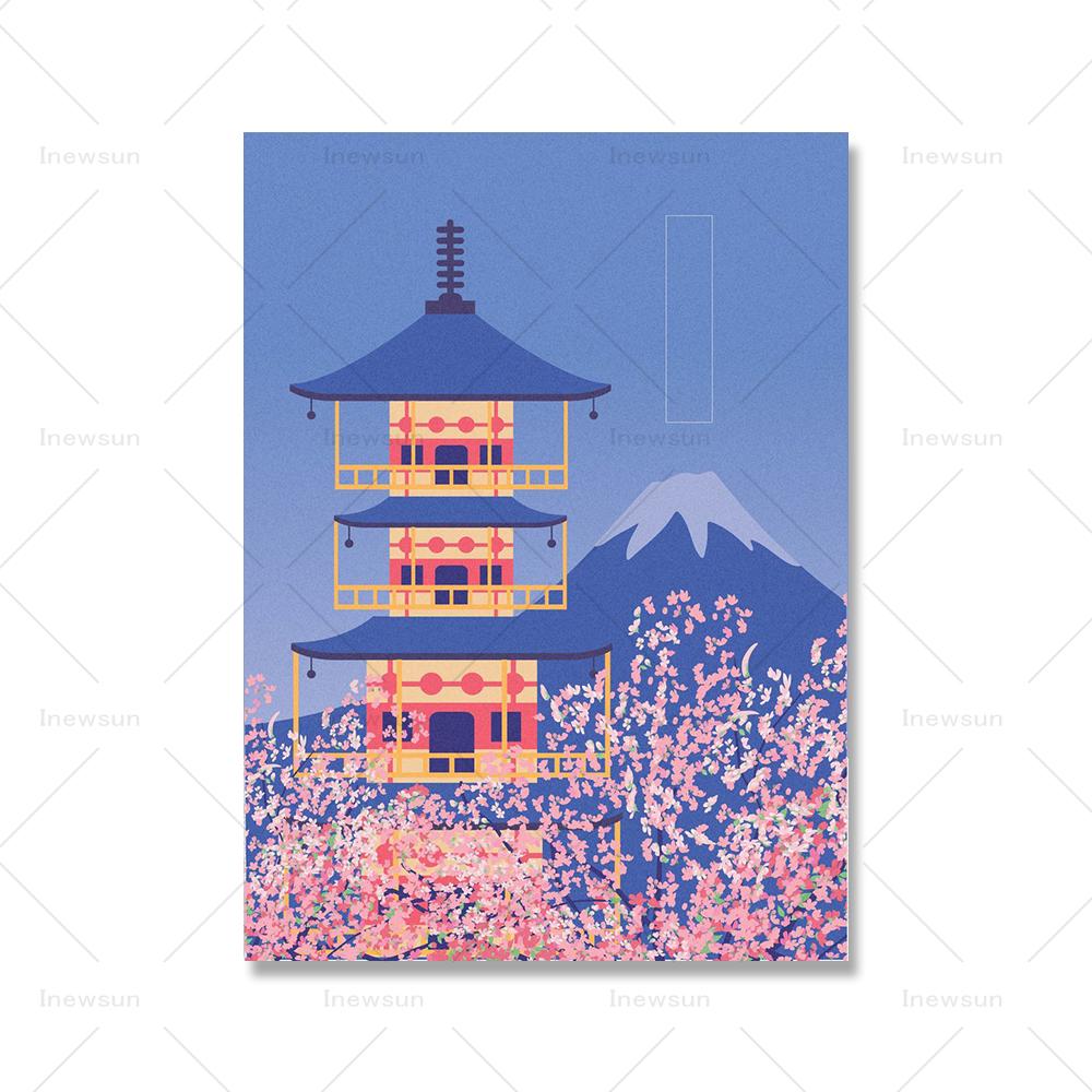 Vintage Japanese Tokyo Temple Art Canvas Paintings Kanagawa Great Wave Poster Mt Fuji Print Wall Pictures for Home Decoration