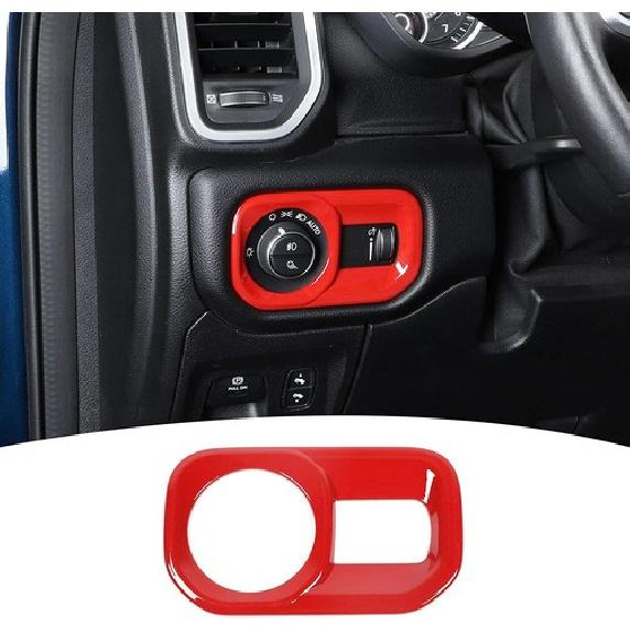 Headlight Lamp Switch Button Panel Trim Cover for Dodge RAM 2018+Red Accessories