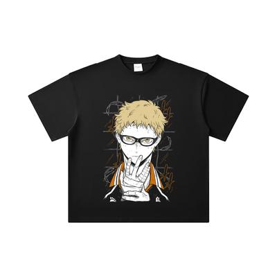 260 GSM Double Yarn 32 Count 100% Cotton Haikyu V4 Tsukki Print Unisex Heavy Cotton T Shirt