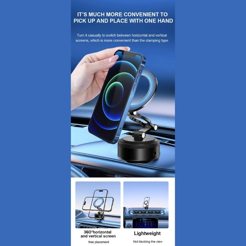 Electric Vacuum Magnetic Suction Phone Bracket with Strong Suction Cup for Navigation Driver Passenger Easy Installation