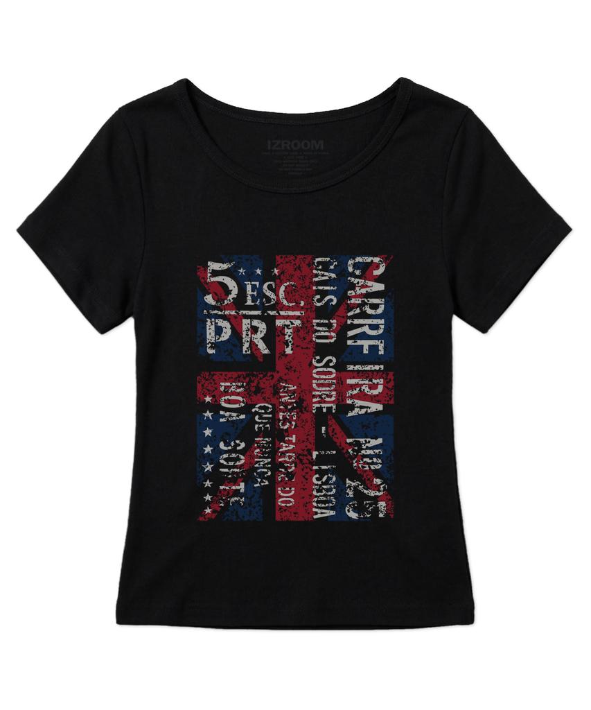 Ijeulum London Grunge Slim Fit Short Sleeve T-Shirt (Black)