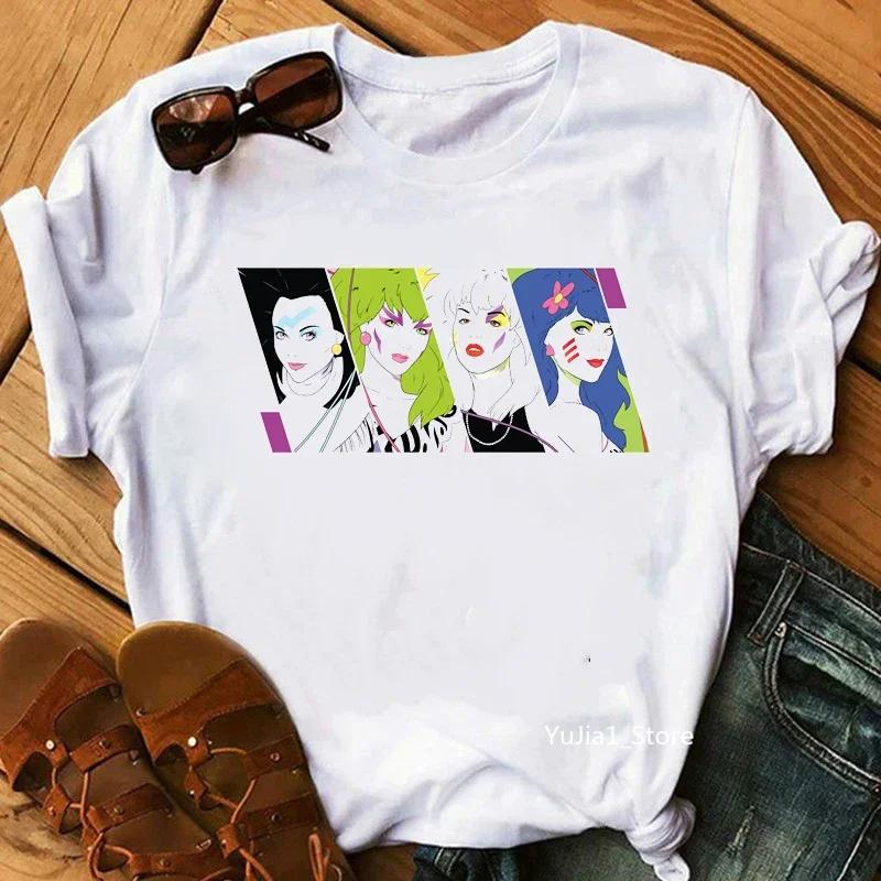 Jem And The Holograms T Shirt Women Fashion Hipster Hip Hop Tops Tees Summer Streetwear Cute 80s 90s Fans Tshirt Clothes