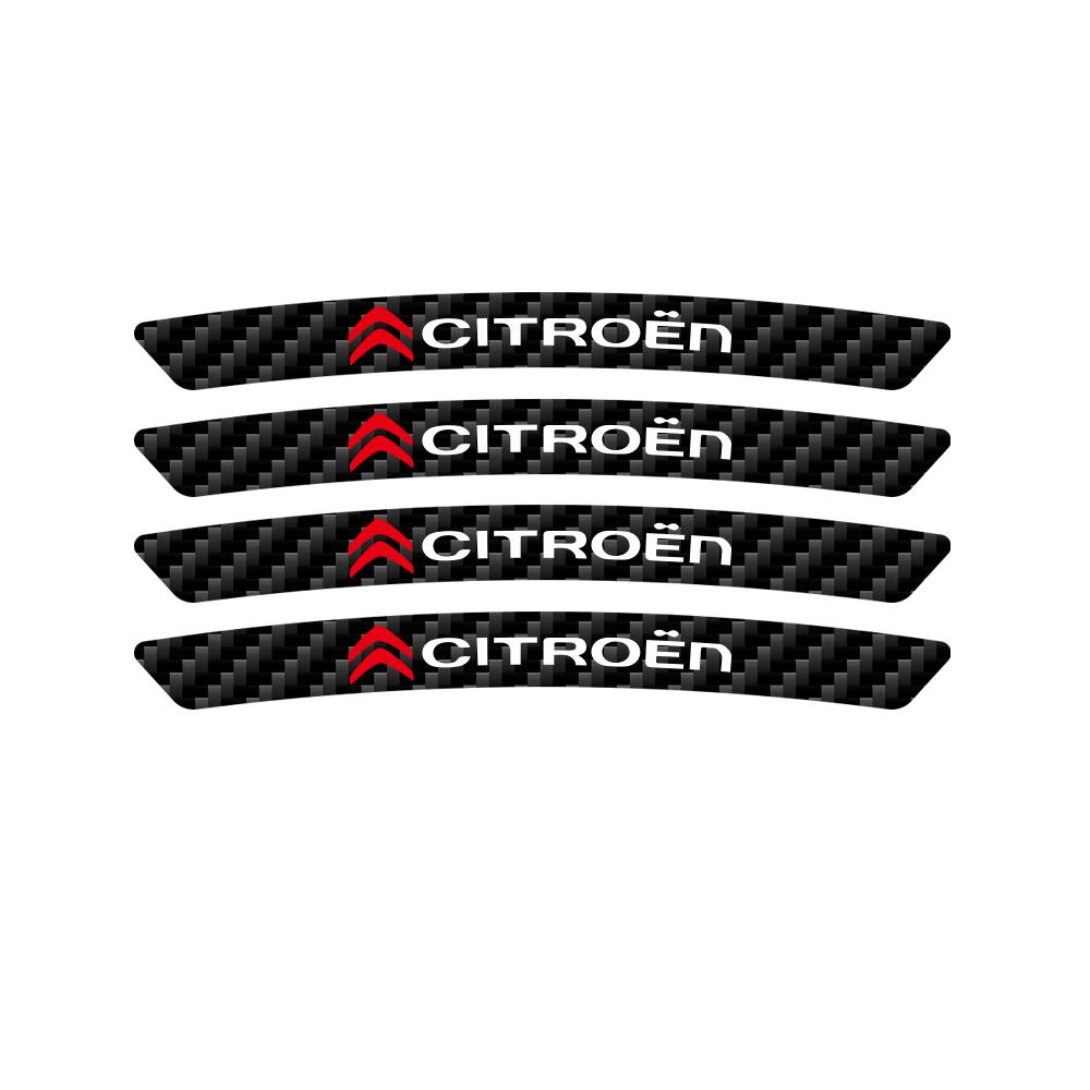 

4pcs Car Styling Carbon Fiber Tire Wheel Stickers Decorative Racing Accessories For Citroen C1 C2 C3 Grand C4 Picasso C-ELYSEE