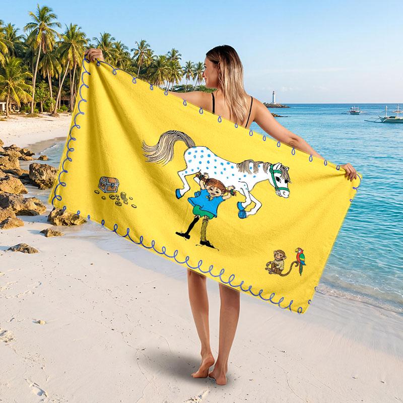 Large Beach TowelPippi Longstocking Soft Absorbent Towel Beach Bath Home Use