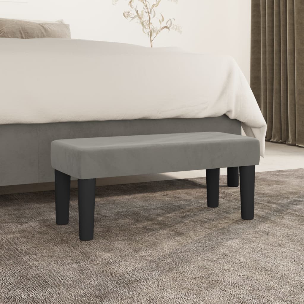Bench Light Grey 70 X 30 X 30 Cm Velvet