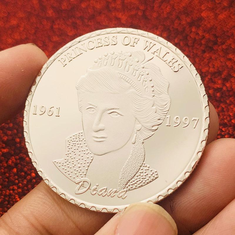 Prinzessin Diana von England, vergoldete bemalte Gedenkmünze, handgefertigte Goldmünzen, Münzen, mit Gedenkmünzen spielen