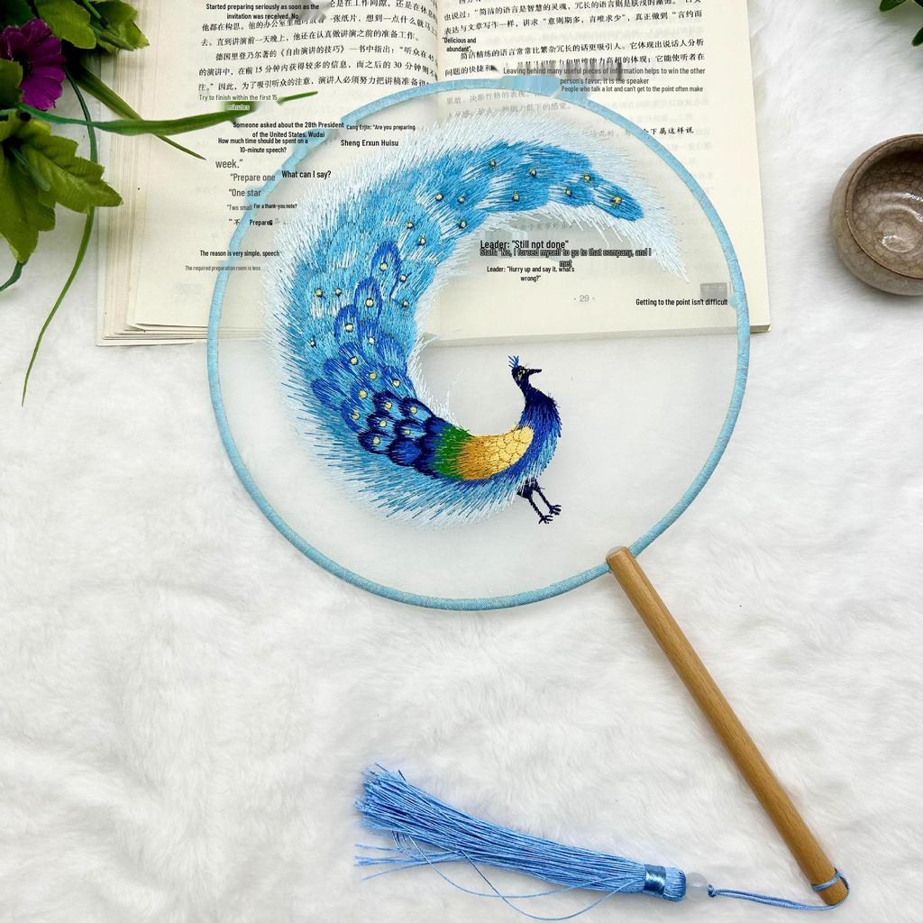 Ancient Style Single-Sided Suzhou Embroidery Dance Fan