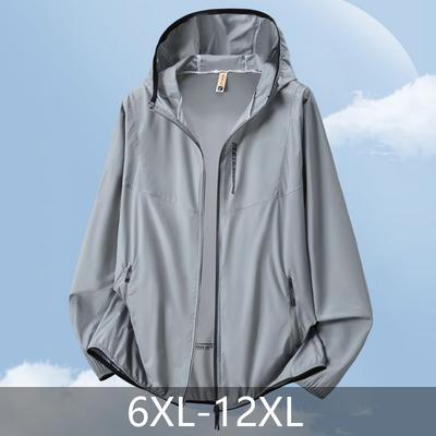 Men's Plus Size Sun Protection Jacket, Breathable Mesh Outdoor Hoodie (6XL-12XL)