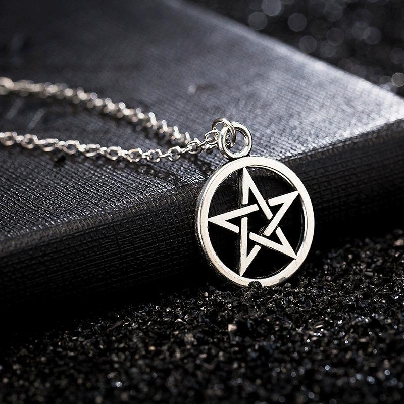 Collier punk pentagramme inversé pour homme, chaîne cubaine en acier inoxydable, ras du cou, bijoux Satan Satan