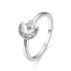 Fashionable White Star Micro Inlaid White Diamond Moon Opening Womens Versatile Ring