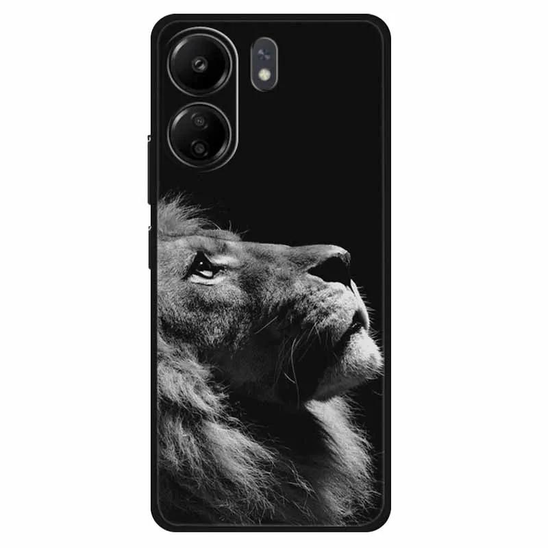 Funda For Xiaomi Poco C65 Case Soft Lion Wolf Black Shockproof Back Cover for Poco C65 C 65 Soft Case Poco C65 Cool Soft Bumper