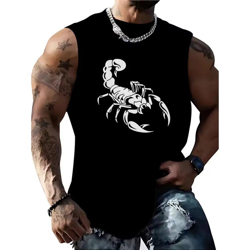 Summer Men's Retro Animal 3D Printed Short Sleeve Vest Round Neck Casual Loose Comfortable Soft Breathable Oversized Vest