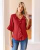 2026 Fashion Style 3/4 Sleeve Ruffle Lantern Collar Casual Top