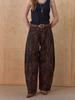 MAXZA Vintage Leopard Curved Wide Cotton Pants