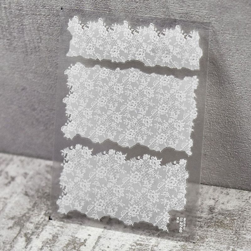 

Black and White Transparent Color Lace Nail Sticker Tomoni Thin Tough Best Selling Japanese Retro Nail Sticker Nail Ornament White Lace Cloth 2740