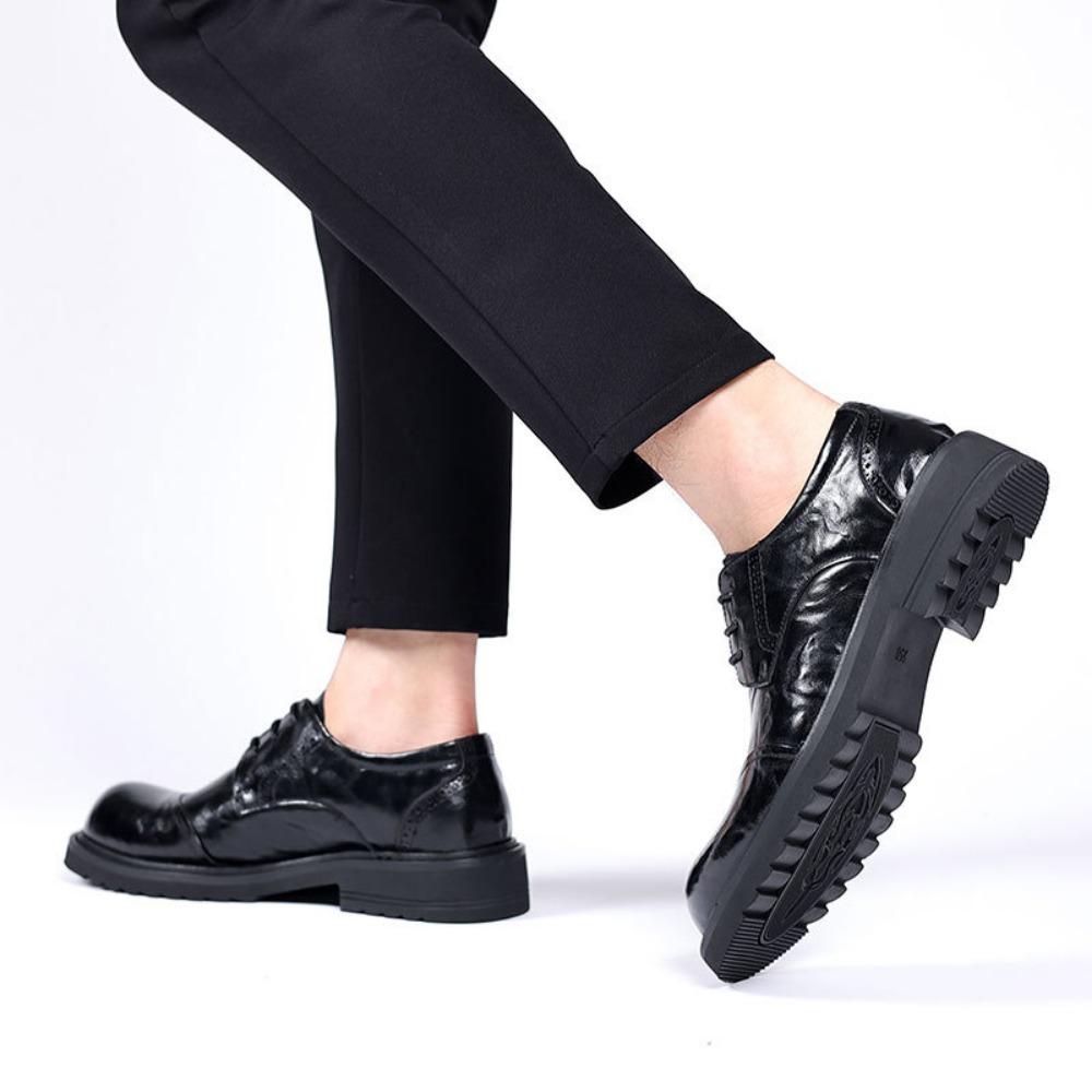 Fashion Original Formal Shoes Men Thick Soled Round Toe Leather Shoes Men Business Leisure Men's Shoes Cowhide Men's Leather Shoe