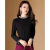Women's Beaded Mid-High Neck Long Sleeve Top