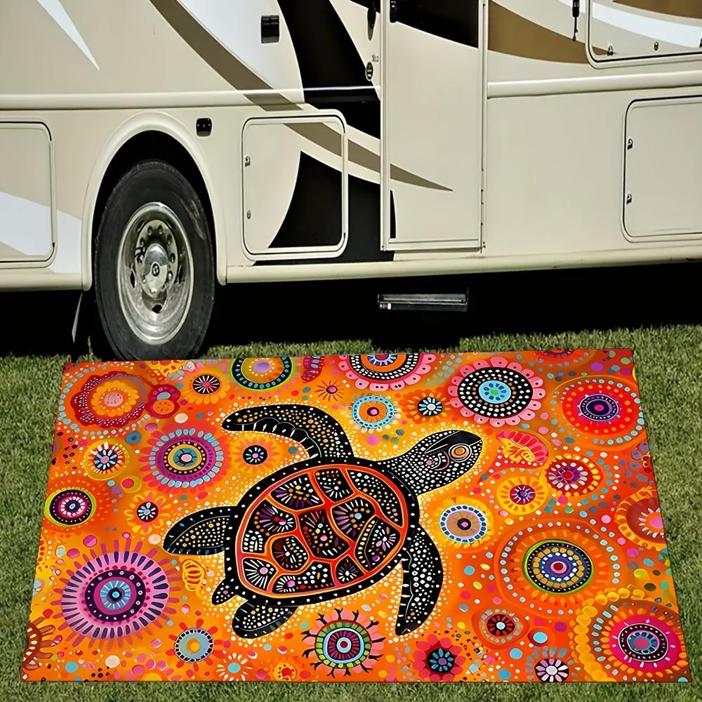 

VIKAMA 2026 New Orange Turtle Rug Waterproof Mat Machine Washable Outdoor Camping & Patio Decor Rug room carpet 50cm x 80cm