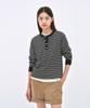 Aepeuteopeulei Striped Knit Henley Neck Navy