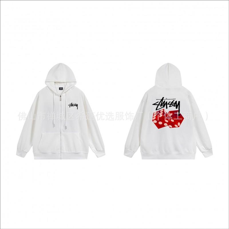 Hooded Zip-Up Sweatshirt Men Women Letter Print Loose Fit Casual Streetwear