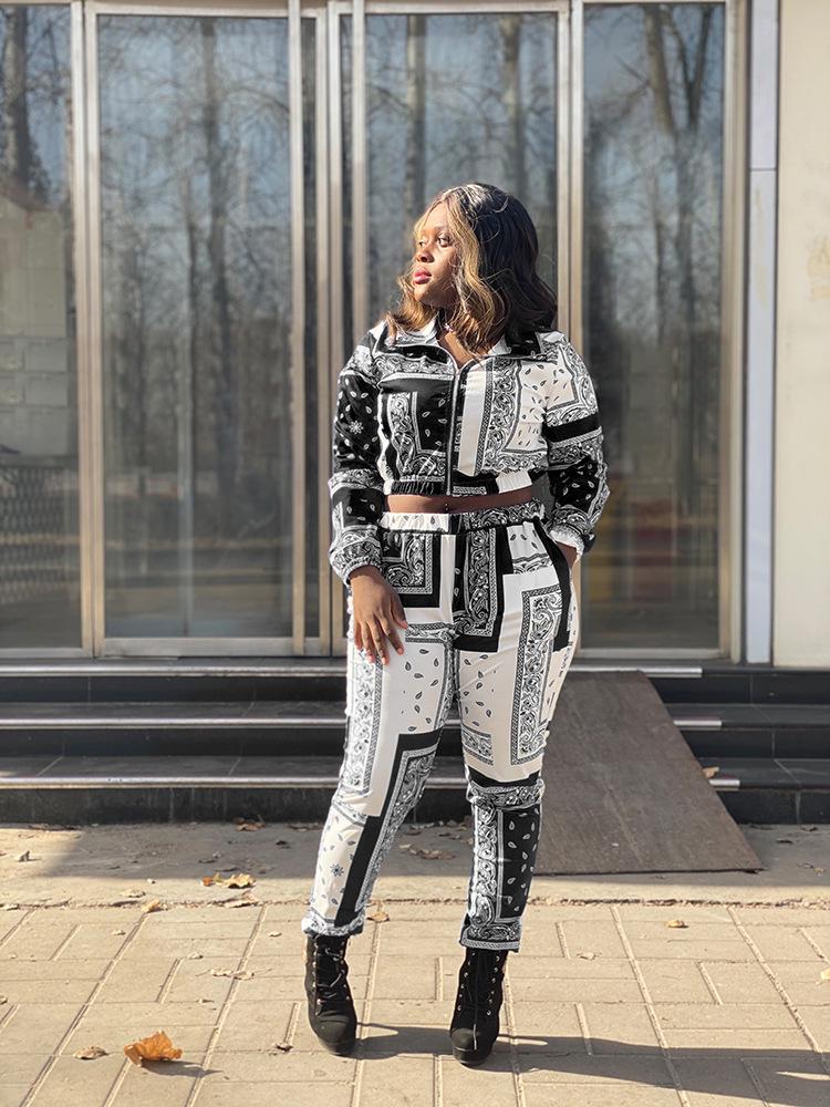 Women's Floral Print Pocket Loose Casual Two-Piece Suit