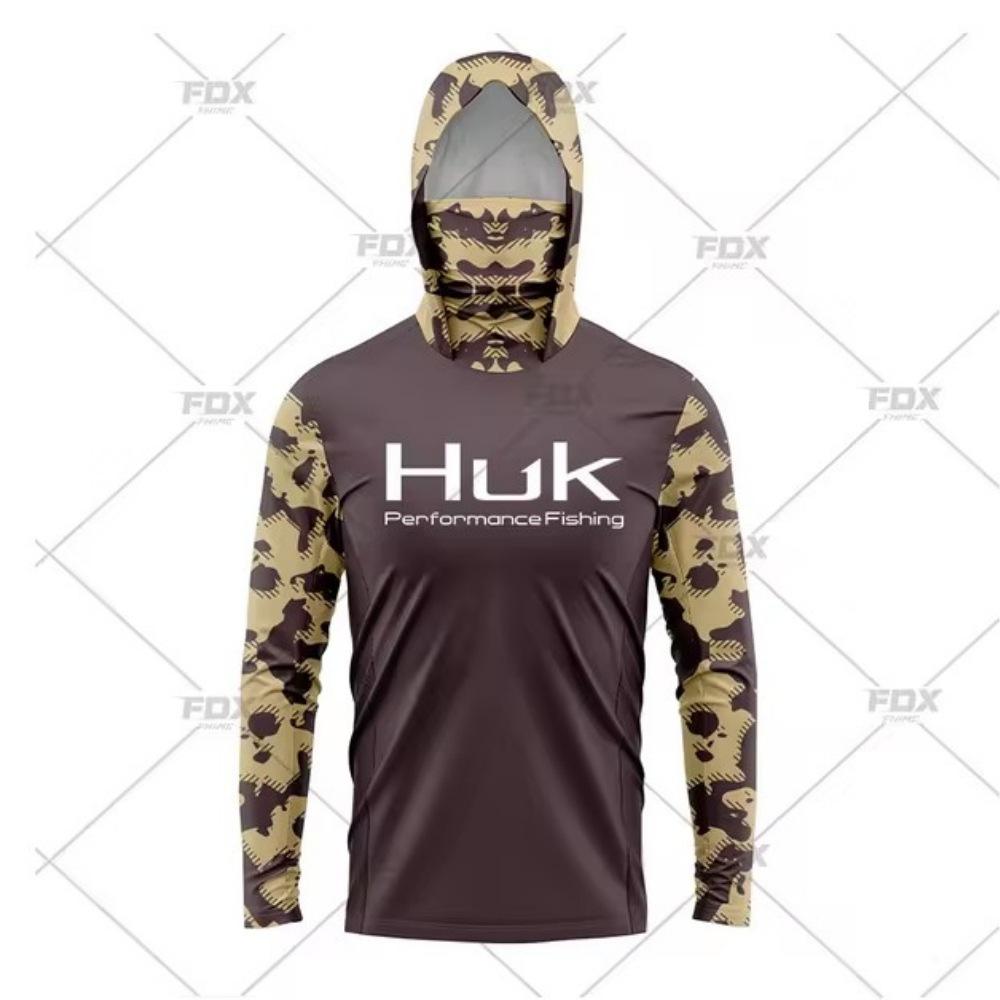 Tuta da pesca HUK integrata con maschera con cappuccio per sport all'aperto transfrontaliera, leggera e sottile, protezione solare, manica lunga, tuta da pesca Luya