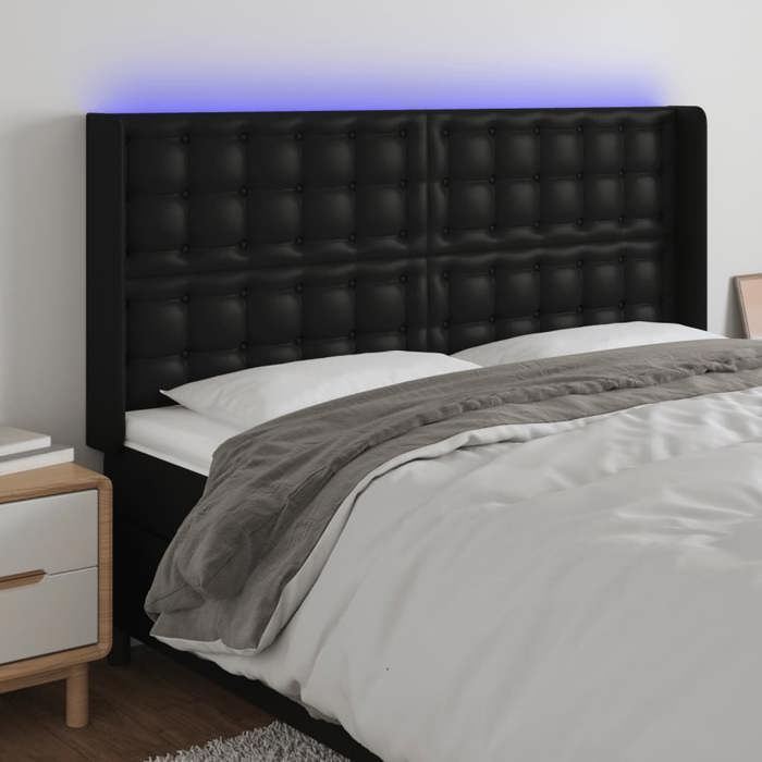 VidaXL LED Headboard Bedroom Furniture Double Bed Accessory Head of Bed Frame Interior Black 3124144