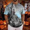 Men's Halloween Neck Short Sleeve T-Shirt with Graphic Print for Costume Party