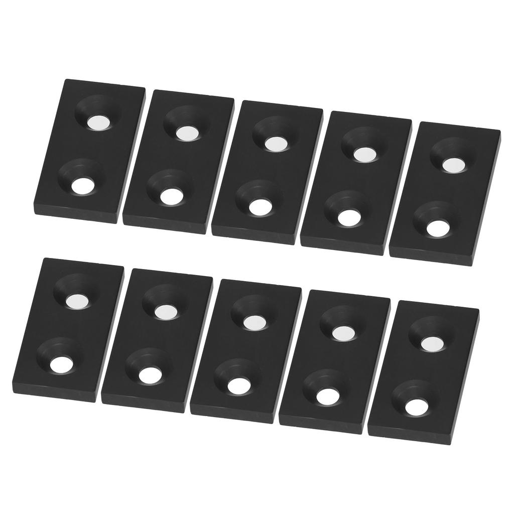 10Pcs Aluminum Profile End Cap Alloy Metal Cover Plate Linear Moving Parts 3060 Double HolesBlack