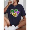 Happy Carnivals Creative Heart Design Women T Shirt Jogging Casual Sportswear Summer Crewneck T-Shirt Loose Short Sleeves
