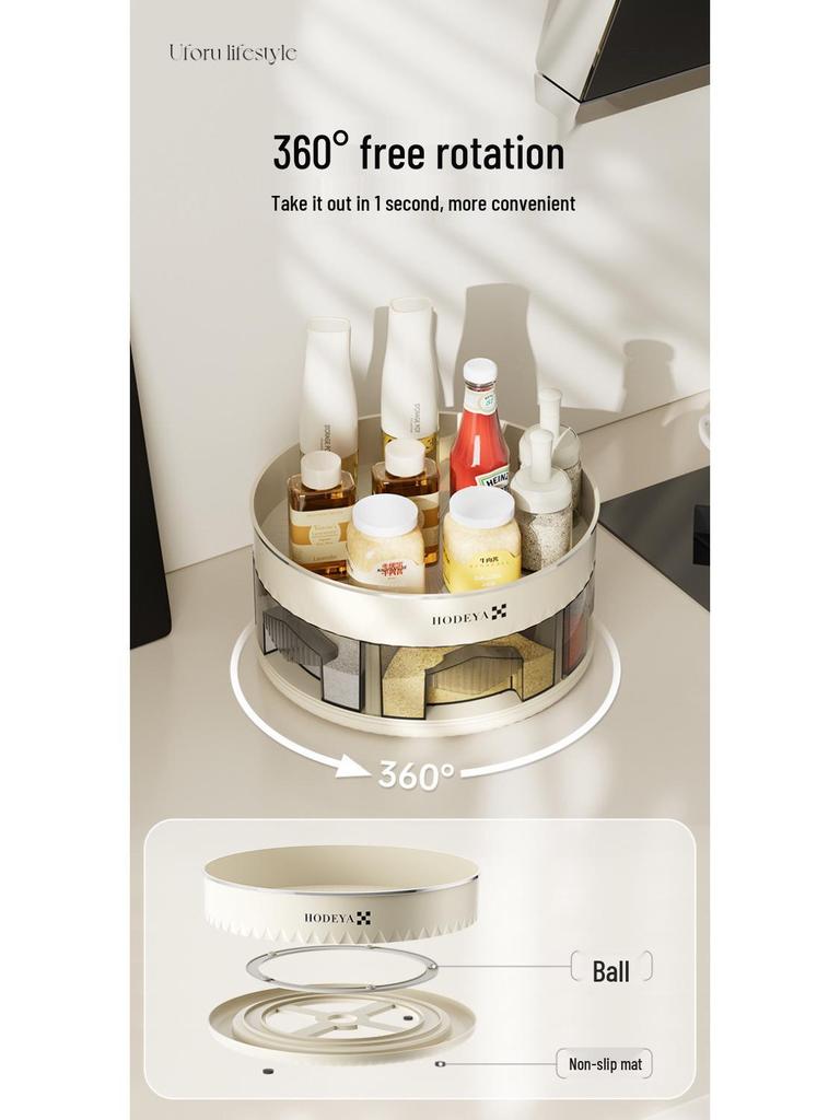 Dönen Mutfak Baharatlık & Baharat Düzenleyici - Şişeler ve Kavanozlar için Çok Fonksiyonlu Köşe Depolama