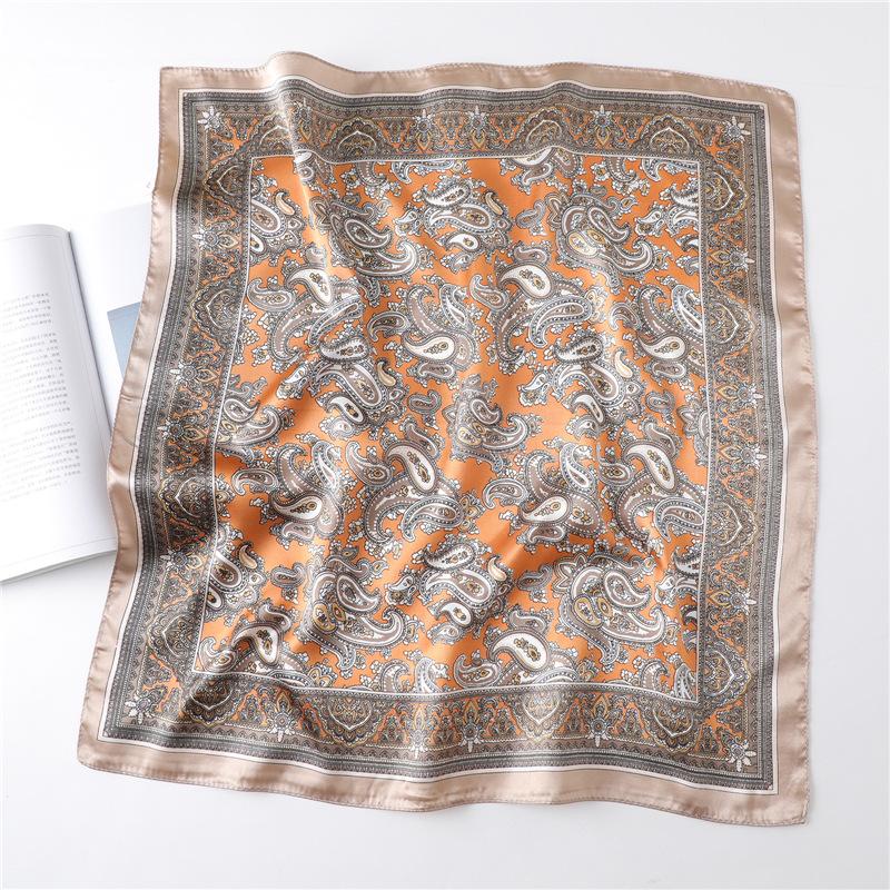 Luxuriöse Seidenschals Quadratischer Schal Retro Kaschmirblumen Kopftuch Schals Bandana Wickeltuch Schal Dekoration Stola 60X60CM
