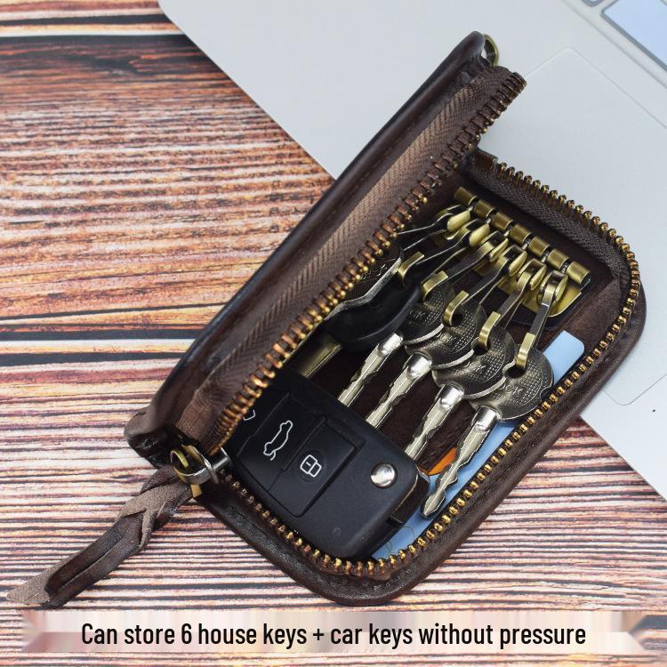 Embossed Leather Remote Car Key Case with Smart Driver's License Slot