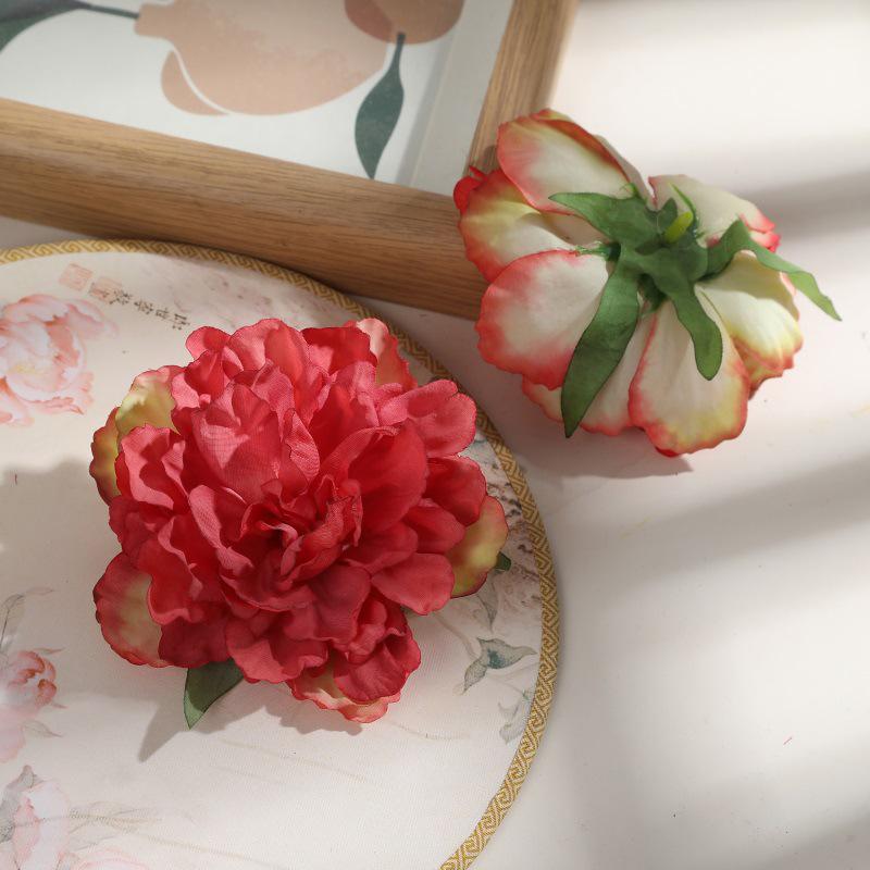 DIY Hand-Burned Edge Peony Hat Accessory with Silk Flower Heads for Wedding Decoration