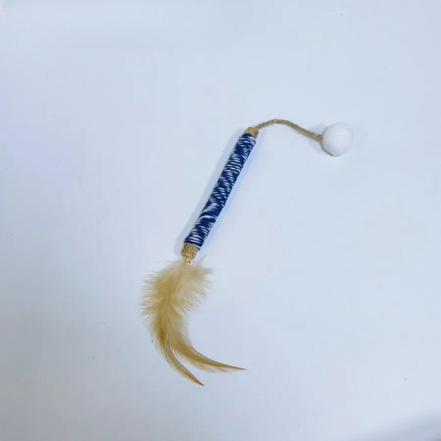 Hemp Wrapped Matatabi Cat Chew Stick Feather Molar Toy Interactive Kitten Teething Play Toy