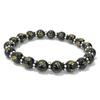 Black Onyx OM Beads Stretchable Bracelet 7.5" , Good-Luck Beads Bracelet For Your Love, Handmade Jewelry, Unisex Gift CSB-42