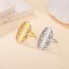 Stainless Steel Gold Filigree Flower Rings Women Wide Ring Aesthetic Jewelry Valentine's Day Gift