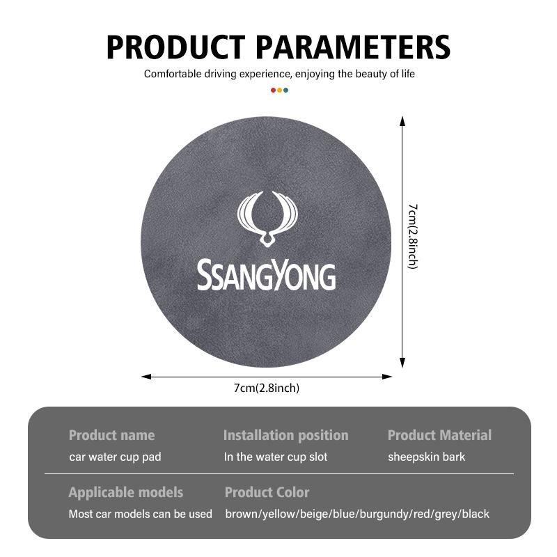 2pcs Car Coaster Drink Bottle Holder Anti-slip Mat Water Cup Pad For SsangYong Korando Rexton Kyron Rodius Tivoli Musso