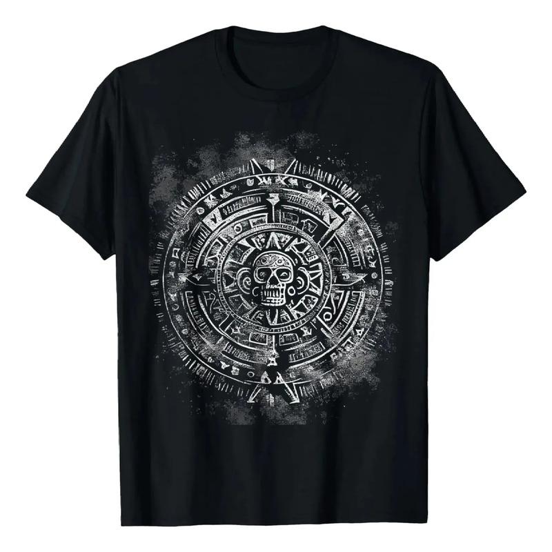 Camiseta Vintage Con Estampado Antiguo De Calendario Azteca S