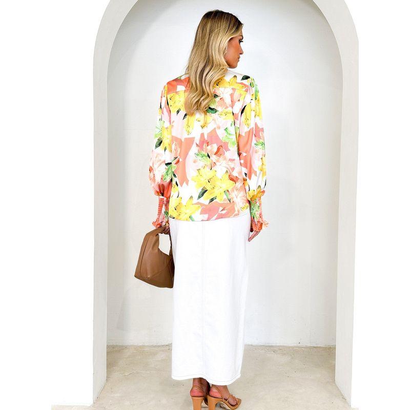 

Новое поступление Осень и Зима Мода Ветер Милый Цветочный принт Длинные рукава Свободная Повседневная рубашка Трансграничный Экспорт Amazon Тренд Yellow and red printing S