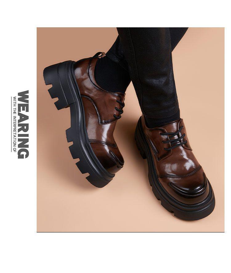 Pánske ležérne topánky z pravej kože na zvýšenie výšky z roku 2025: Hrubá podrážka, priedušná, všestranná, formálny britský štýl