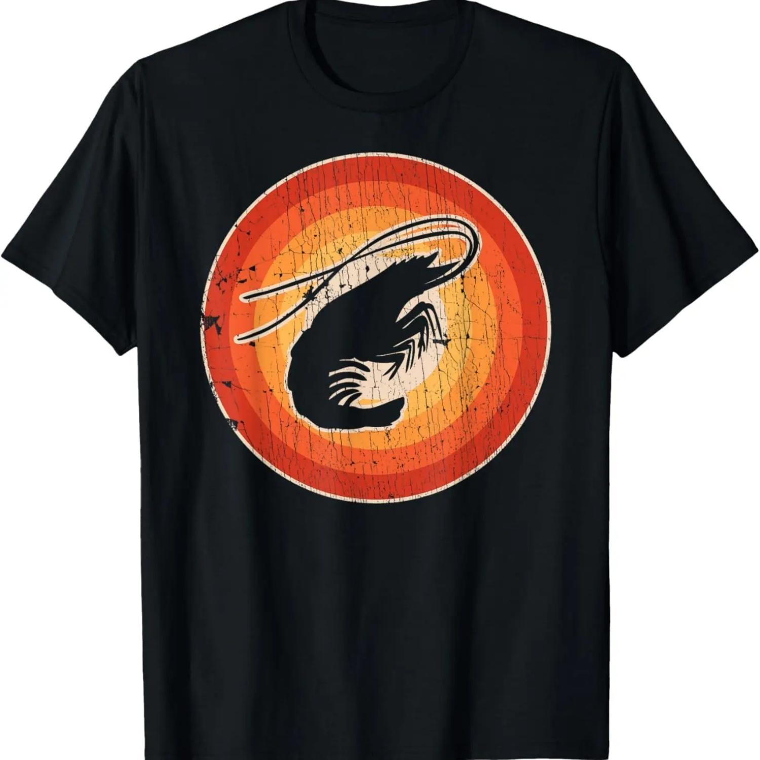 Shrimp Retro Vintage 60s 70s Seafood Prawn Chef Men Women T-Shirt S чёрный