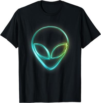 Alien Head Space Rave EDM Music Alien T-Shirt Funny Gift Tee Graphic Custom Printed Tops TShirts Men Clothing  Anime Clothes