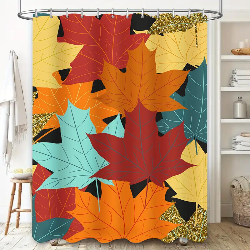 Vibrant Maple Leaf Shower Curtain Autumn Decorative Bathroom Tarp Fabric Waterproof Bath Mats for Home Decoration Various Colors
