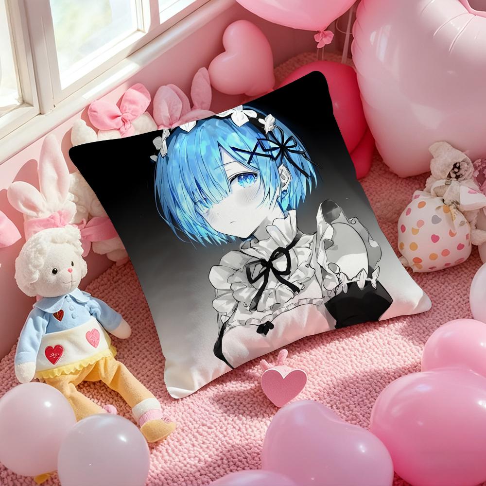 ReLife different world zero Rem Cushion Cover Pattern Printed Pillowcase for Living Room Sofa Cushion Cover & Bedroom Decor
