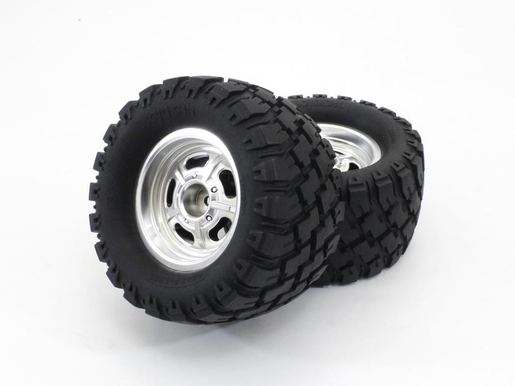 Kyosho Pre-Glued Tire & Wheel Set (Mad Wagon VE/Satin C/2-Pack) for RC Models, Parts KBTH001SC